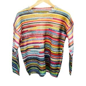 Source Unknown Multicolor Striped Crew Neck Sweater